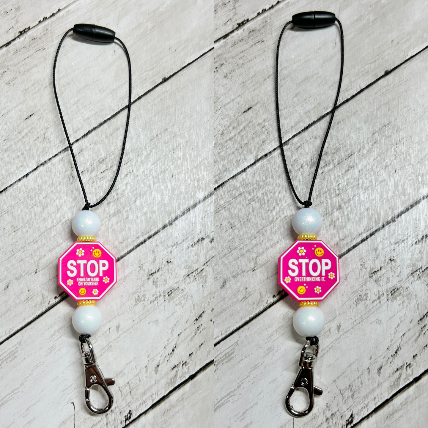 Pink STOP Car Charm